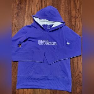 Wilson Women's Medium Blue Purple White Embroidered Logo Hooded Sweatshirt Nice